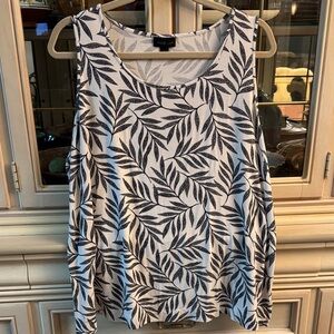 J. Jill Black and White Leaf Print Tank Top